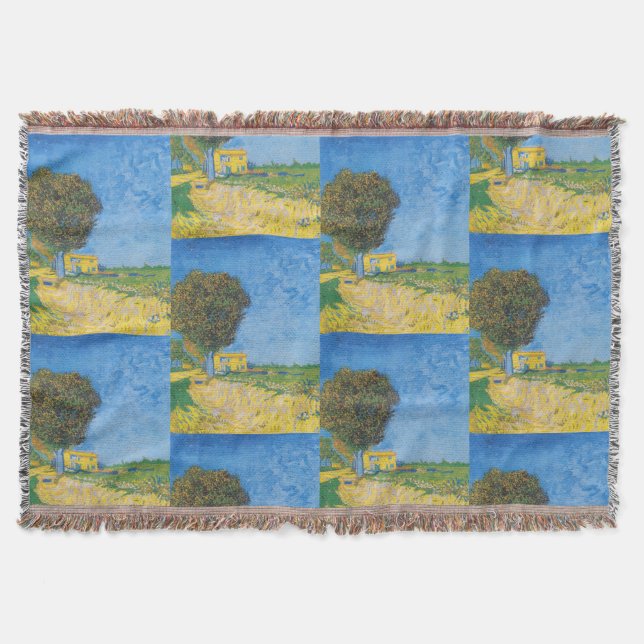 Ljusnande stig och gult hus av Van Gogh Filt (Framsidan)