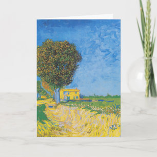 Ljusnande stig och gult hus av Van Gogh Kort