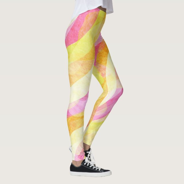 Ljusnande Vågigt Abstrakt Mönster Leggings (Höger)