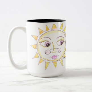 Ljusögd sol med glas Två-Tonad mugg