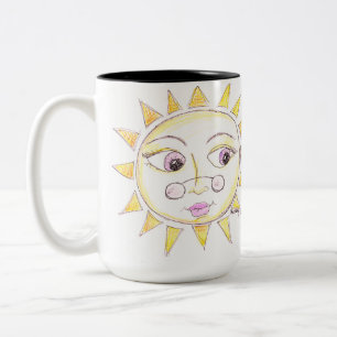 Ljusögd sol med glasögon Två-Tonad mugg
