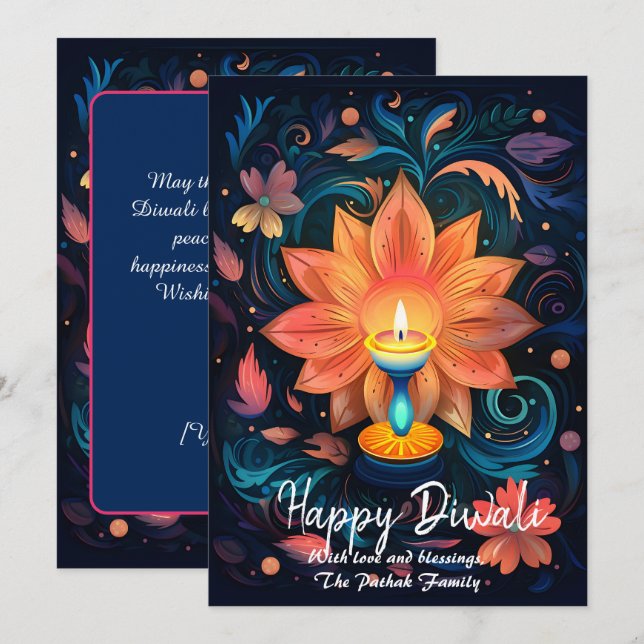 Ljusönskemål Diwali-kort Inbjudningar (Fram/baksida)