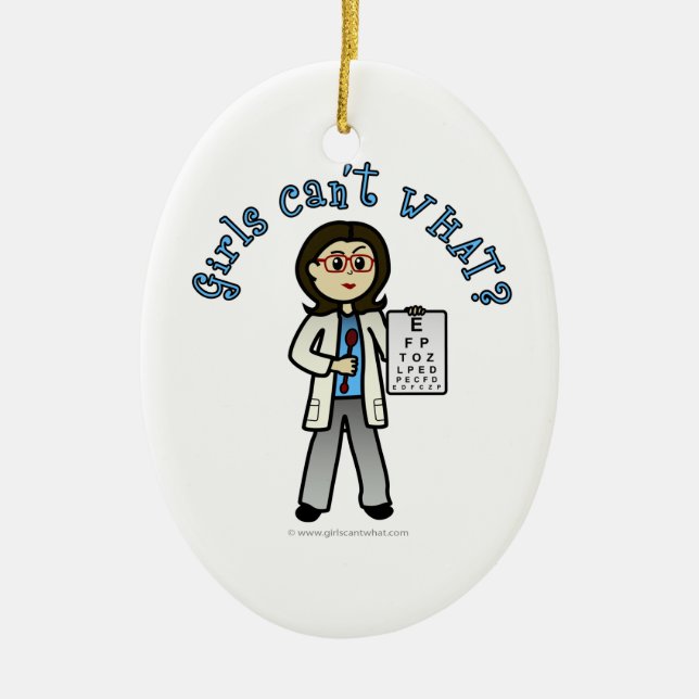 Ljusoptometrist flicka julgransprydnad keramik (Framsidan)