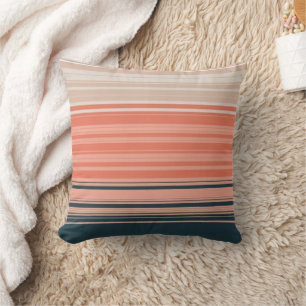 Ljuspersika, korall och orange stripe mönster kudde