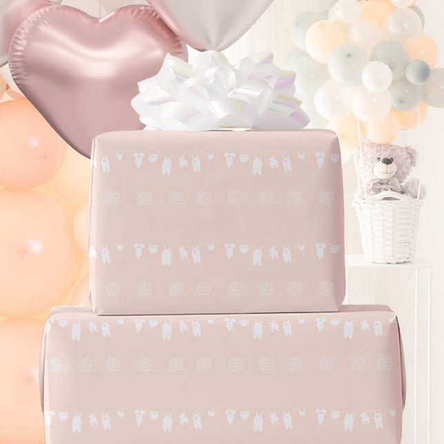 Ljuspersika minimalistisk babyflicka shower presentpapper (Light Peach Minimalist Baby Girl Shower Wrapping Paper ©Susanne Sachers - Sunny Mind 🌞)