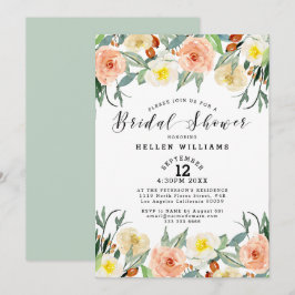 Ljuspersikor och vita trädgårdsblommor gräns inbjudningar