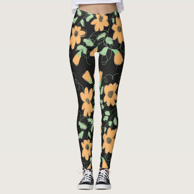 Ljuspumpa, Orange och svart legering Leggings (Framsida)