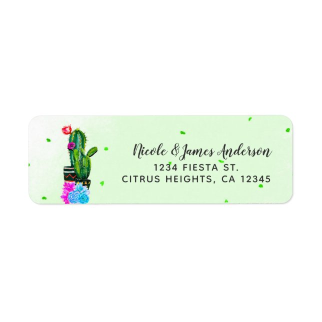 Ljusrandig Fiesta Sukkulenter Cinco de Mayo Returadress Etikett (Framsidan)