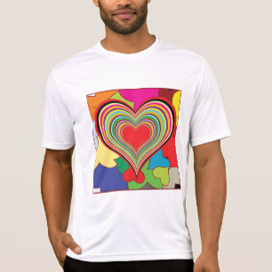 Ljusregnbåge Lager Hjärtat Abstrakt T Shirt
