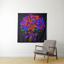 Ljusregnbåge Neon Blomsterbukett Vägg