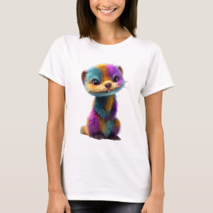 Ljusregnbåge Päls Söt Filler Illustration Kvinnor T Shirt