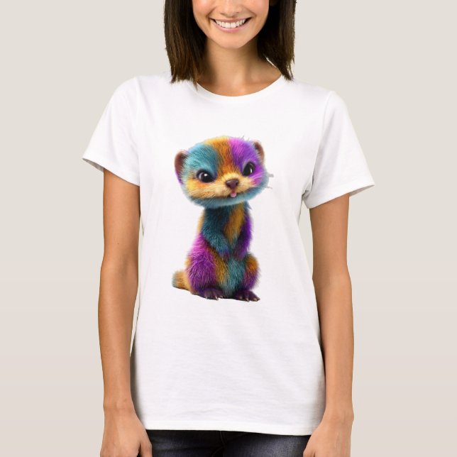 Ljusregnbåge Päls Söt Filler Illustration Kvinnor T Shirt (Framsida)