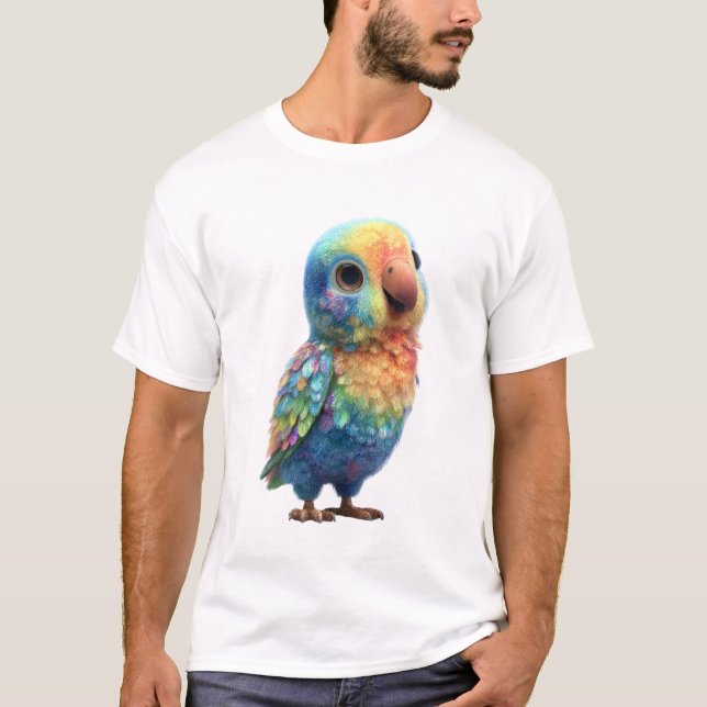 Ljusregnbåge Stilisert Baby Papegoja Män T Shirt (Framsida)