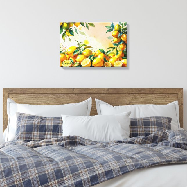 Ljusrik akvarell lemonskörd canvastryck (Insitu (sovrum))