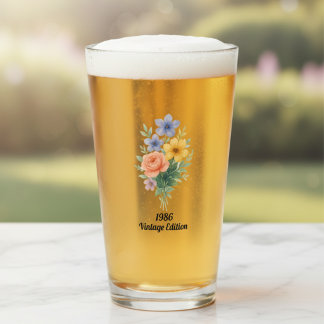 Ljusrik akvarellblomma 40-årsdag glaskopp