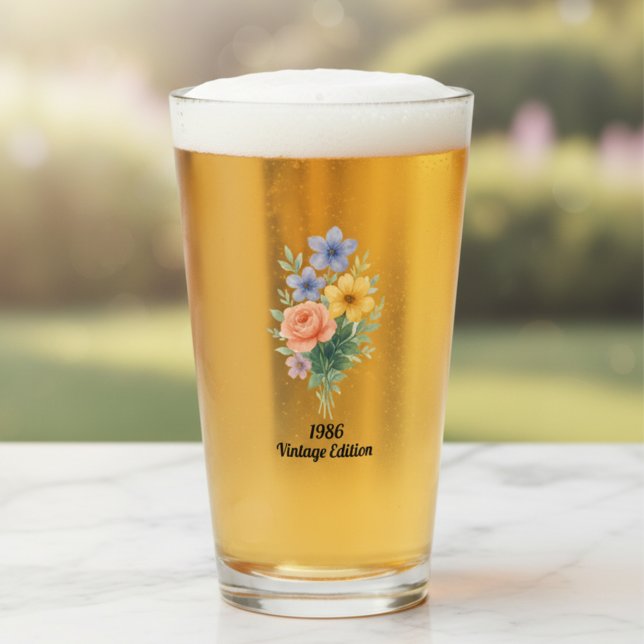 Ljusrik akvarellblomma 40-årsdag glaskopp (Skapare uppladdad)