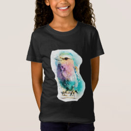 Ljusrik akvarellfågel Svart Grafisk T-shirt Konstn