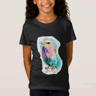 Ljusrik akvarellfågel Svart Grafisk T-shirt Konstn