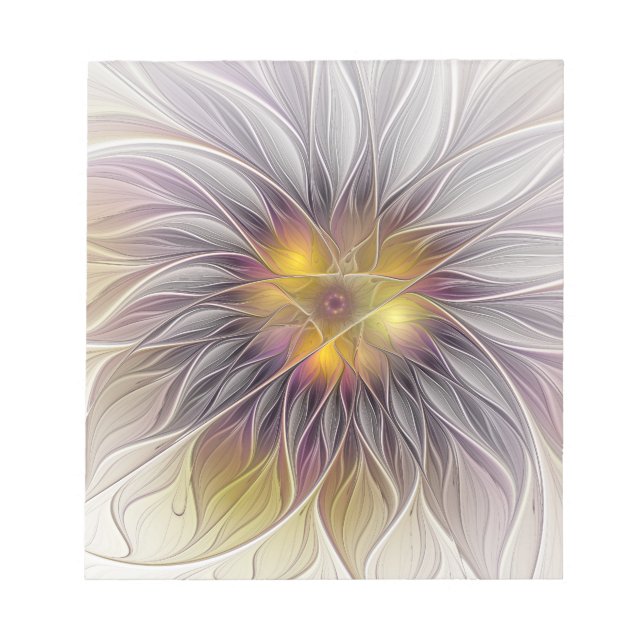 Ljusrik färgrik blomma, abstrakt modern fraktal anteckningsblock (Framsida)