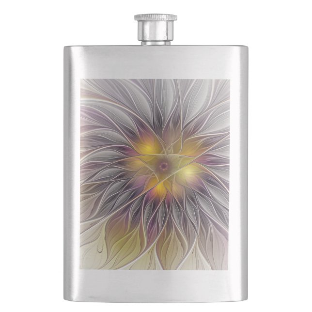 Ljusrik färgrik blomma, Abstrakt modern fraktal Fickplunta (Framsidan)