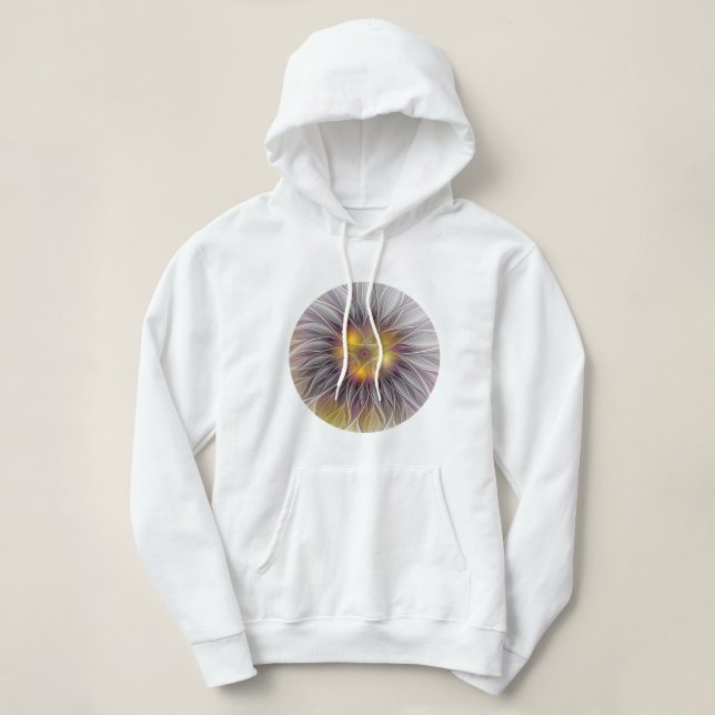 Ljusrik färgrik blomma, Abstrakt Modern Fraktal T Shirt (Design framsida)