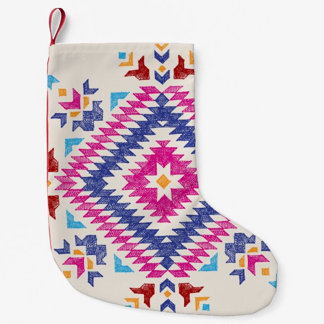 Ljusritad stamdesign i Inslag. Liten Julstrumpa (Framsidan)