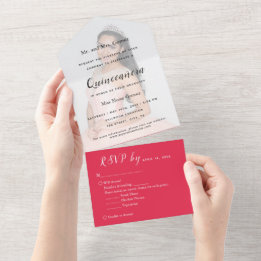 Ljusröd fotobakgrund RSVP-festinvitation