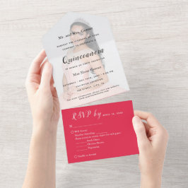 Ljusröd fotobakgrund RSVP-festinvitation