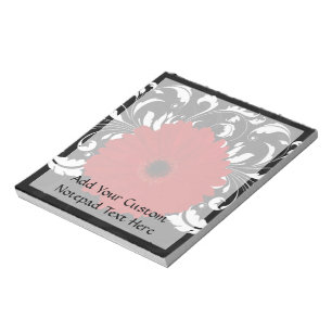 Ljusröd Gerbera-Daisy på svart Anteckningsblock