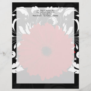 Ljusröd Gerbera-Daisy på svart Brevhuvud