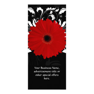 Ljusröd Gerbera-Daisy på svart Reklamkort