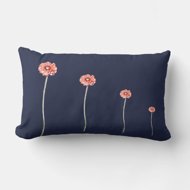 Ljusröd krysantemum Gerbera Blommig Kudd Lumbarkudde (Framsida)