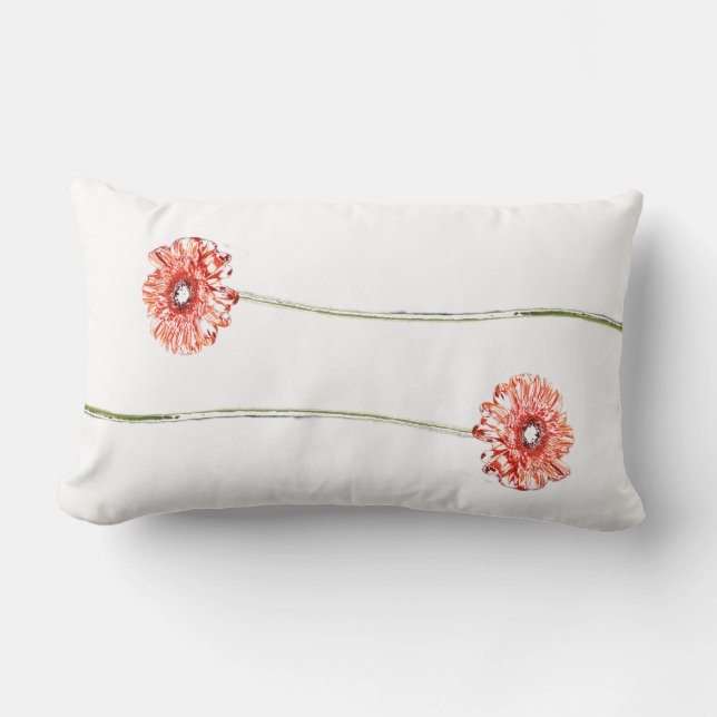 Ljusröd krysantemumgerbera blommig kudde (Framsida)