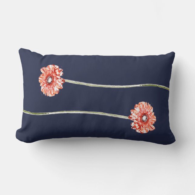 Ljusröd krysantemumgerbera blommig kudde (Framsida)