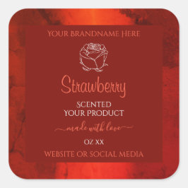 Ljusröd marmorproduktsetikett Ro-grafik Fyrkantigt Klistermärke