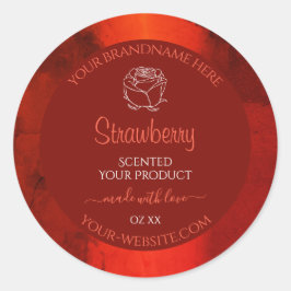 Ljusröd marmorproduktsetikett Ro-grafik Runt Klistermärke