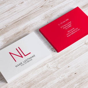 Ljusröd, modern Monogram - minimalistisk enkel Visitkort