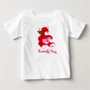 Ljusröd nalle, fjäril och KÄRLEK T-shirt! T Shirt