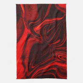 Ljusröd och mörk kurvor på mörkens bakgrund. kökshandduk