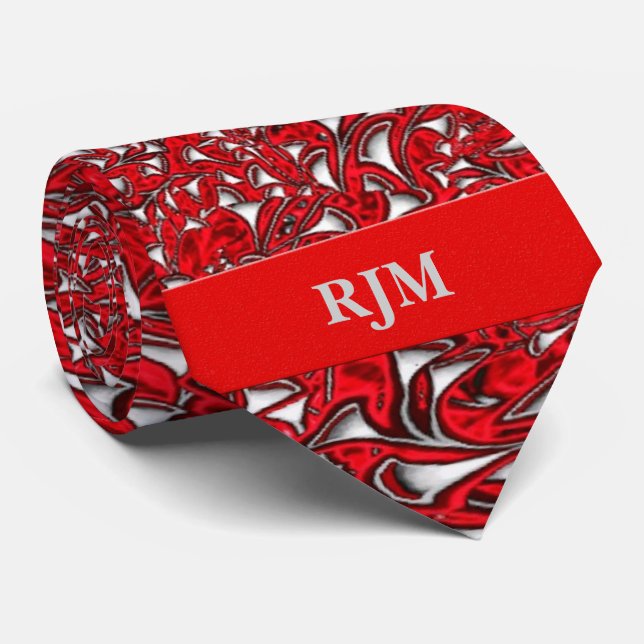 Ljusröd och vit Paisley-utskrift med Monogram Slips (Rullad)