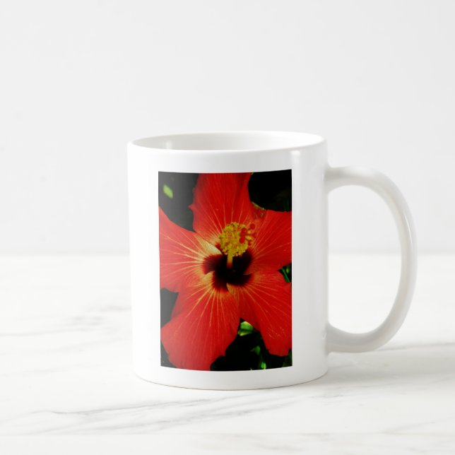 Ljusröd Orange Hibiscus Flower Kaffemugg (Höger)