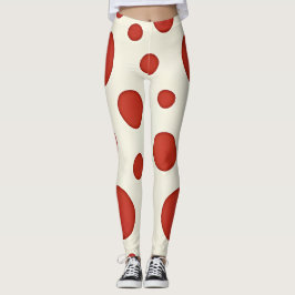 Ljusröd polka dots med en vintage som vrider på vi leggings