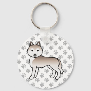 Ljusröd sibirisk husky serieteckning hund & tassar nyckelring