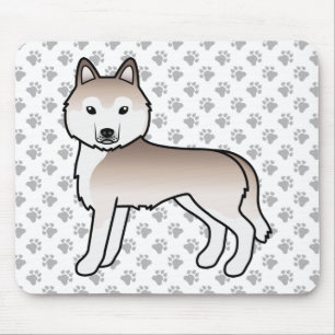 Ljusröd sibirisk husky söt tecknad hund musmatta