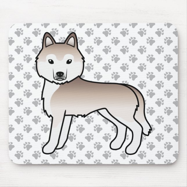 Ljusröd sibirisk husky söt tecknad hund musmatta (Framsidan)
