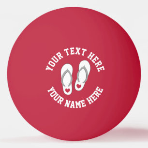 Ljusröd tofflor logotyp bord tennis pingisboll