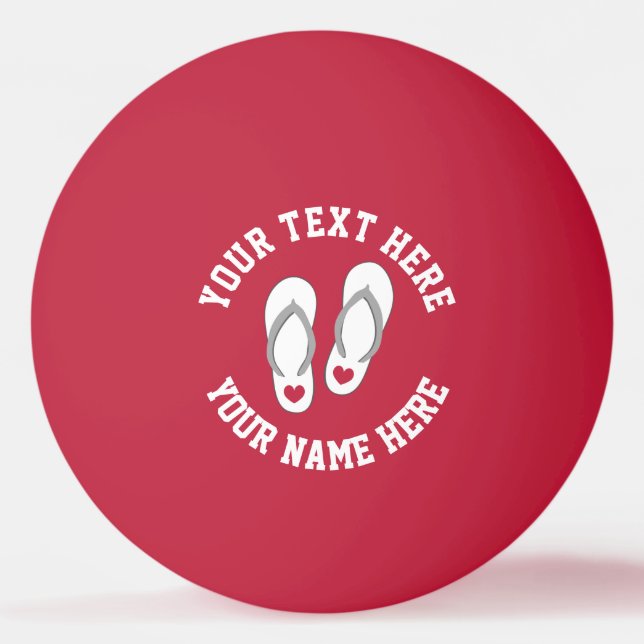 Ljusröd tofflor logotyp bord tennis pingisboll (Framsidan)