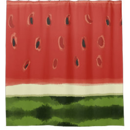 Ljusröd vattenfärg Vattenmelon Shower Curtain
