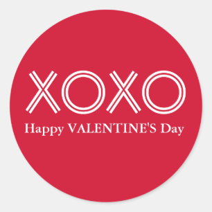 Ljusröd XOXO-Alla hjärtans dag-rund etikett