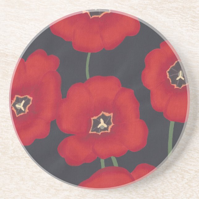 Ljusröda droppar på svarta, Drink Coasters Underlägg (Framsidan)